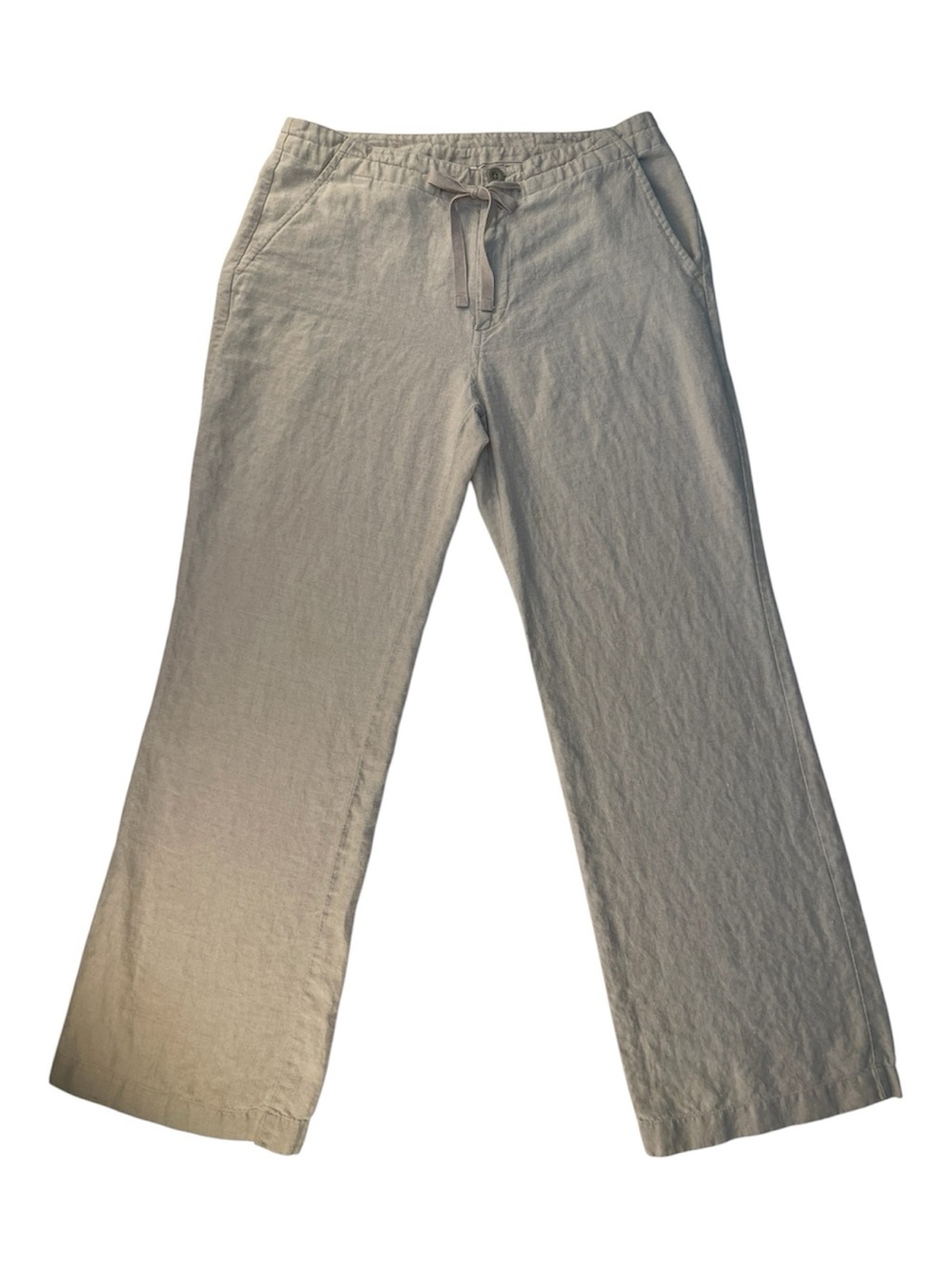 GAP Neutral Beige Drawstring Wide Leg Linen Pants Women’s Size Small